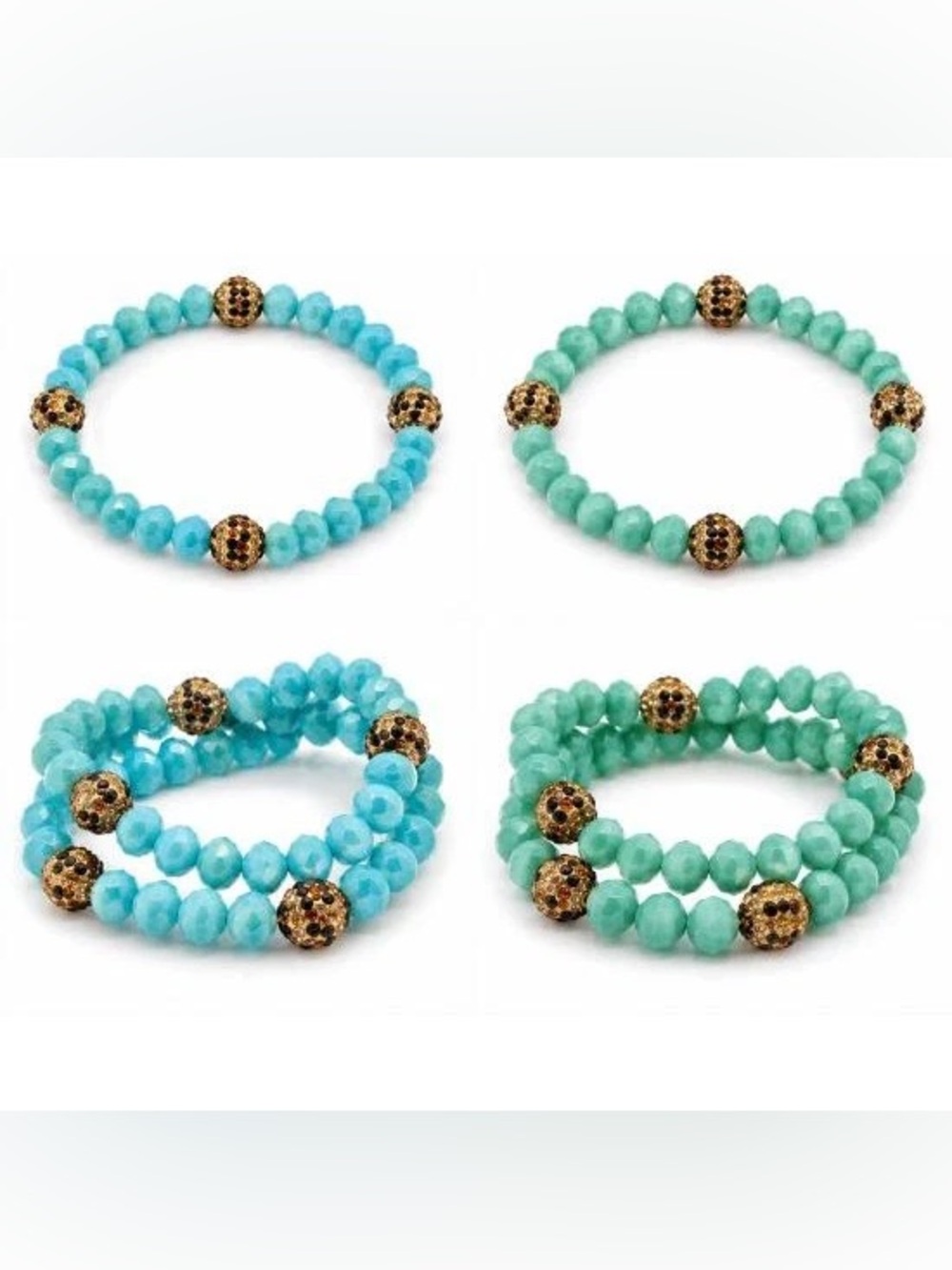 BRAND NEW WITH TAGS Turquoise Leopard Crystal Bead Bracelet